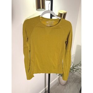 FIGS Seamless Long Sleeve Underscrub Top Womens Small Mustard Yellow Heather